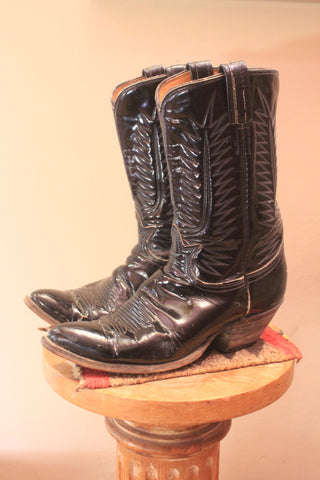 Vintage Tony Lama Patent Leather Cowboy Boots Size 8