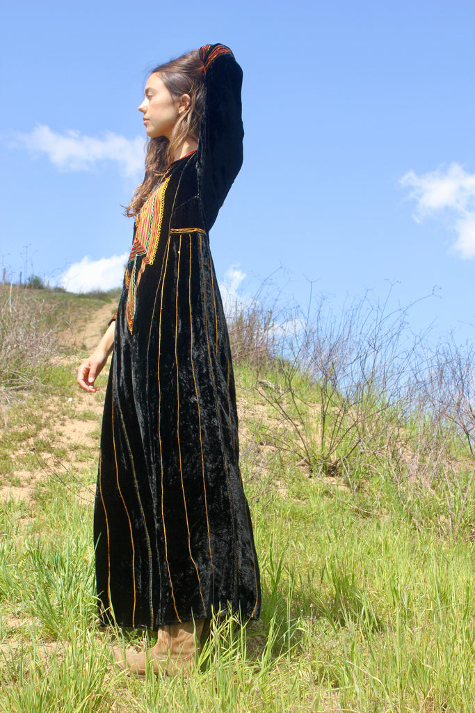Vintage Velvet Embroidered Bedouin Maxi Dress Honeywood Vintage Velvet Embroidered Bedouin Maxi Dress Honeywood