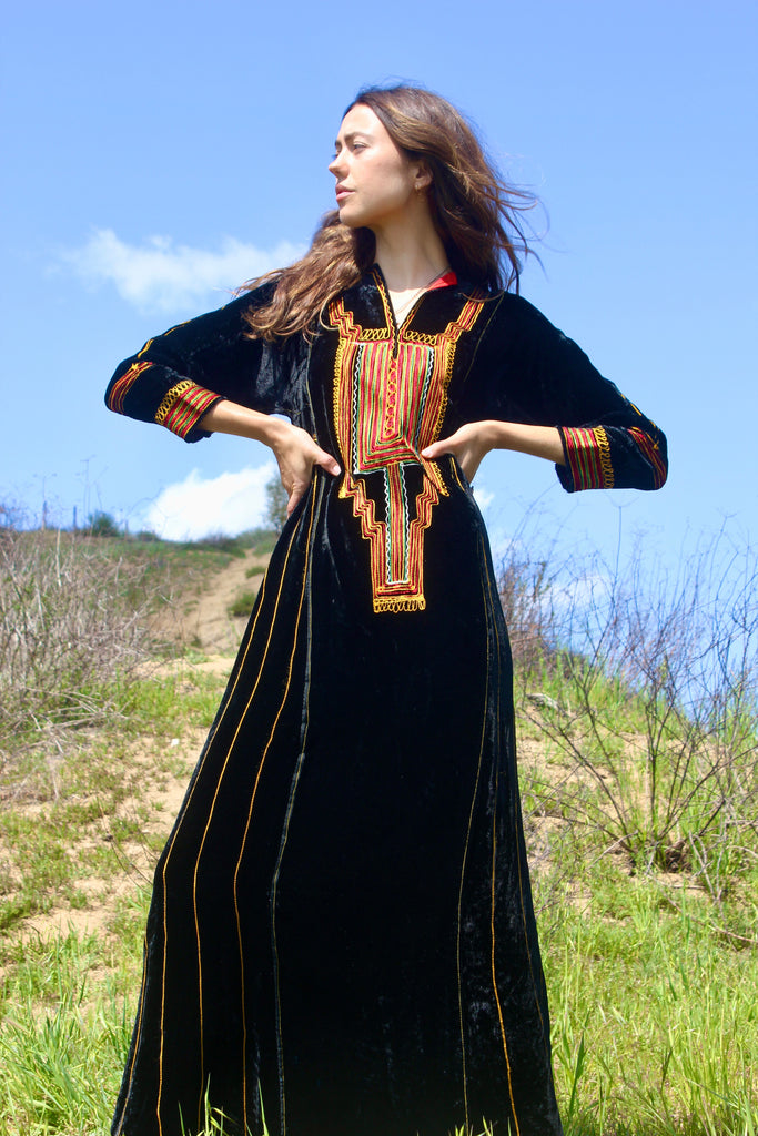 Vintage Velvet Embroidered Bedouin Maxi Dress Honeywood Vintage Velvet Embroidered Bedouin Maxi Dress Honeywood