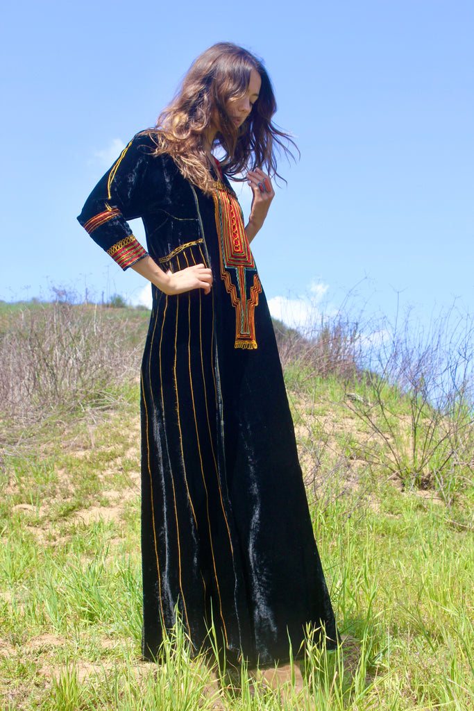 Vintage Velvet Embroidered Bedouin Maxi Dress – Honeywood