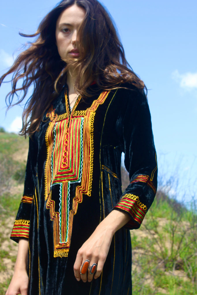 Vintage Velvet Embroidered Bedouin Maxi Dress Honeywood Vintage Velvet Embroidered Bedouin Maxi Dress Honeywood