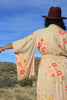 Circa 1920s Silk Floral Kimono Robe Duster Hand Stiching
