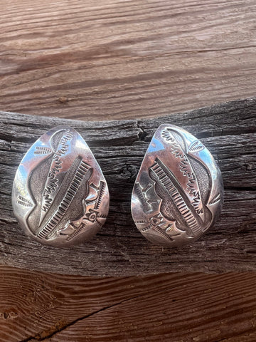 Vintage Handmade Hopi Sterling Earrings