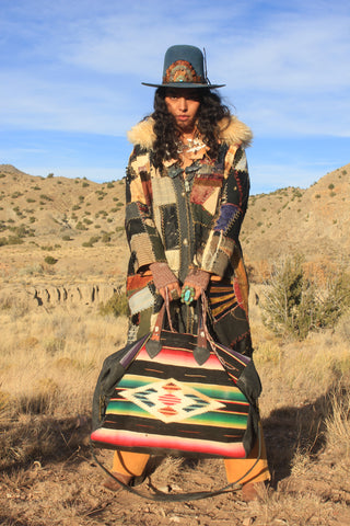 Xtra Large Luxe Honeywood Deerskin Overnighter 1940s Mexican Saltillo