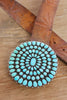 XL Substantial Handmade Turquoise and Sterling Cluster Belt Buckle