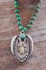 Hand Carved Wolf and Turquoise Necklace