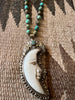 "Moon Bow" Hand Carved Bone Tibetan Silver Necklace on Hand Knotted Turquoise