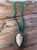 AMAZING Hand Carved Buffalo and Hand Knotted Turquoise Necklace
