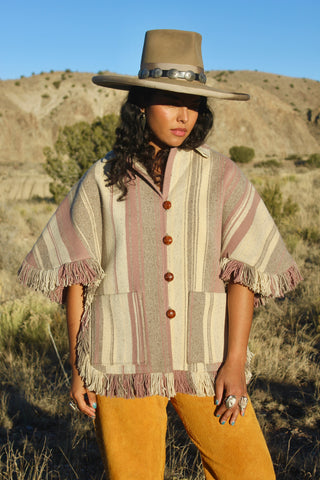 RARE Vintage Ortega Handwoven Wool Chimayo Poncho Size Large