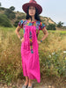 Vibrant and Beautiful Hand Embroidered Oaxacan Maxi Dress