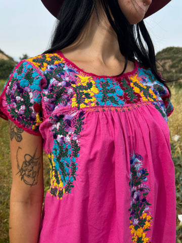 Vibrant and Beautiful Hand Embroidered Oaxacan Maxi Dress