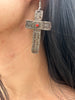 Vintage Large Navajo Hand Stamped Sterling Cross Earrings