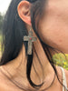 Vintage Large Navajo Hand Stamped Sterling Cross Earrings