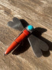 Vintage Santo Domingo Sterling Dragonfly Brooch with Spiny Oyster and Turquoise
