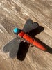 Vintage Santo Domingo Sterling Dragonfly Brooch with Spiny Oyster and Turquoise