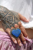 Xtra Large Lapis Heart ring Tibetan Silver Adjustable