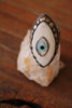 Tibetan Silver Hand Carved Bone inlay Eye Ring