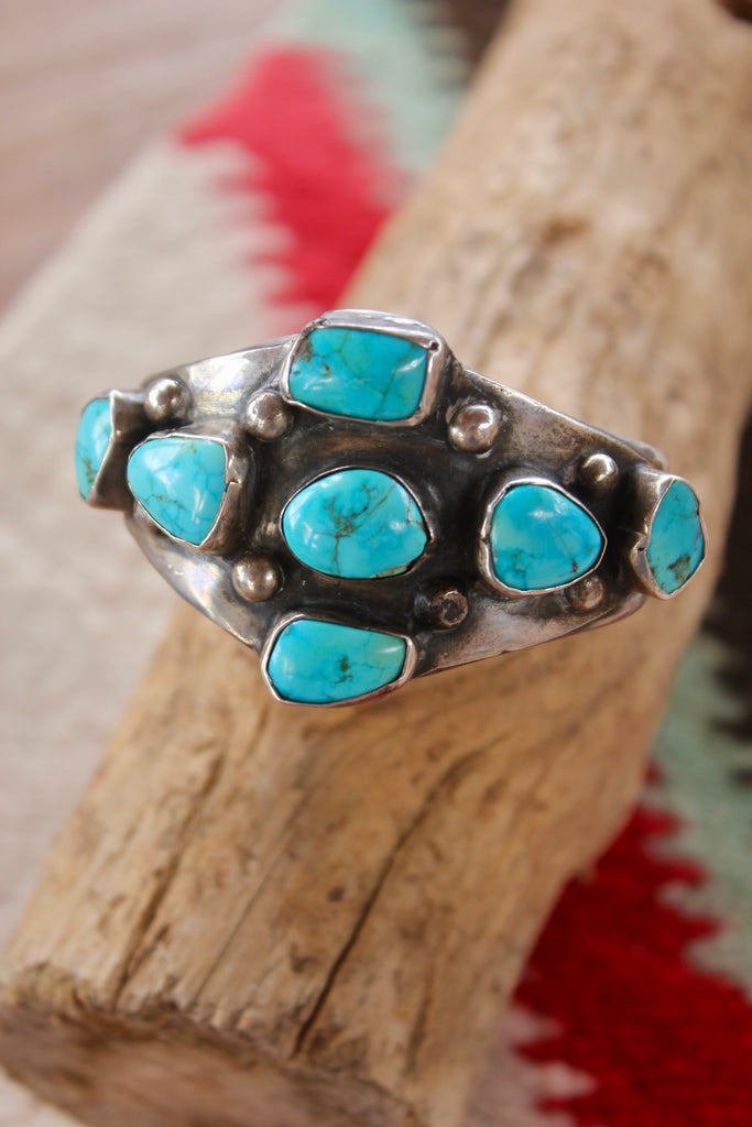 Yummy Old Pawn Navajo Turquoise Sterling Cuff