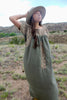 Large and Beautiful Sage Color~way Hand Embroidered Oaxacan Maxi Dress