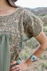 Large and Beautiful Sage Color~way Hand Embroidered Oaxacan Maxi Dress