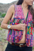 Vintage 1970s Ikat Hand Woven Hand Embroidered Guatemalan Vest