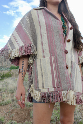 Rare Vintage Handwoven Wool Chimayo Poncho