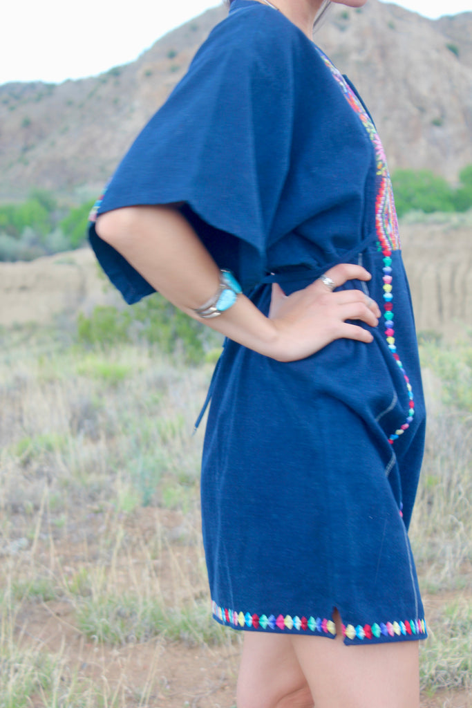 SALE Vintage One of A Kind Guatemalan Indigo Tunic Dress Hand Embroide Honeywood SALE Vintage One of A Kind Guatemalan Indigo Tunic Dress Hand Embroide Honeywood