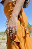 Long Handmade Turquoise and Tibetan Silver Ring