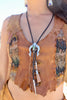 Mid-Century Navajo Sterling Naja and Turquoise Bolo with Shell Drop
