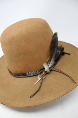 Handmade Lone Hawk "Cree Mountain" Hat Size 7 Hand beaded Band