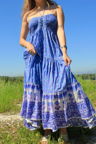 Love my Sunshine Handmade Block Print Gauzy Indian Halter Maxi dress