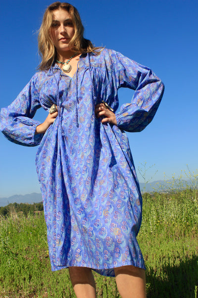 One of A Kind Hand Block Printed Gauzy Indian Cotton Dress by 