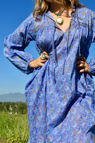 One of A Kind Hand Block Printed Gauzy Indian Cotton Dress by "Love My Sunshine"