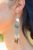 Vintage Zuni Sterling and Turquoise Long Feather Dangle Earrings