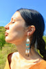 Vintage Zuni Sterling and Turquoise Long Feather Dangle Earrings