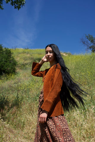 1970s Artisan Made Chestnut Suede Vintage Jacket