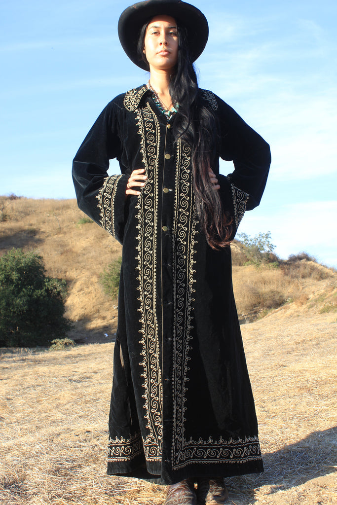 "Gothic Ranch" Early Century Silk Velvet Cloak Duster Robe