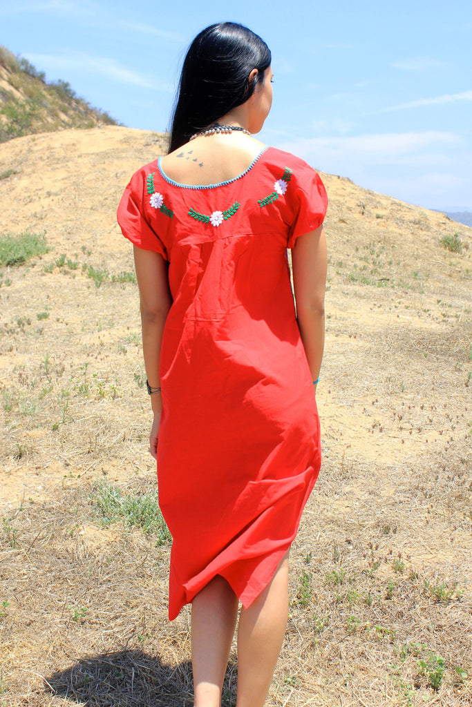 red mexican dress Scarlet Senorita" Vintage Hand Embroidered Mexican Dress – Honeywood