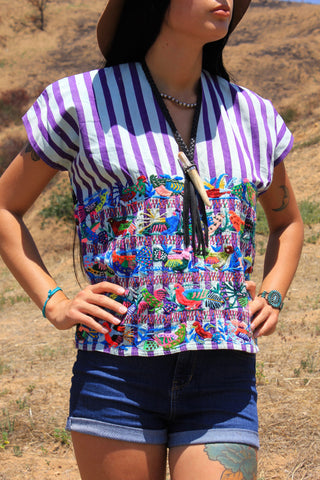 Vintage Handmade Folk Art Huipil Blouse