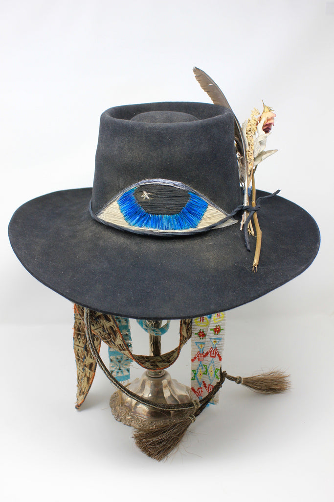 "All Seeing Eye" Honeywood ORIGINAL DESIGN Hand Embroidered Lone Hawk Hat