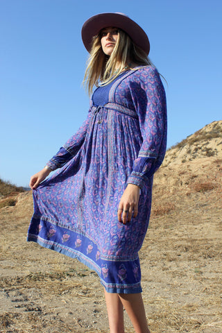 Periwinkle Vintage Indian Gauze Dress