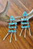 Signed Zuni Snake Eye Sterling and Turquoise Chandelier Earrings
