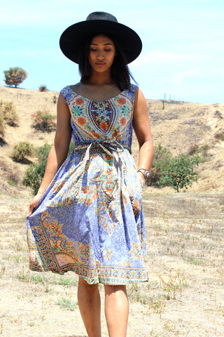 1970s Bohemian Batik Wrap Dress