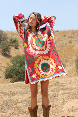 "Summer Solstice" Hand Embroidered Suzani Tunic