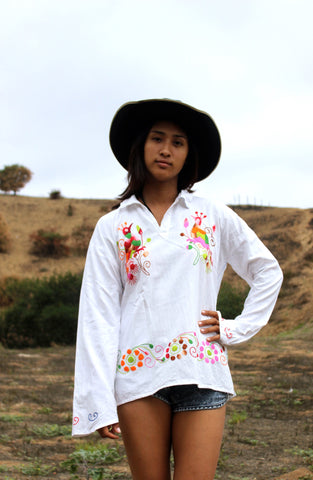 Hand Embroidered Mexican Blouse