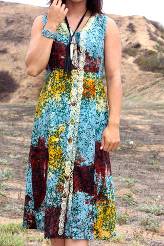 *SALE* Batik Vintage Cotton Maxi Dress Circa 1970s