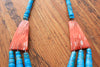 Old Pawn Santo Domingo Kingman Turquoise and Spiny Oyster Necklace From The Calamity Pass Collection