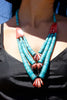 Old Pawn Santo Domingo Kingman Turquoise and Spiny Oyster Necklace From The Calamity Pass Collection