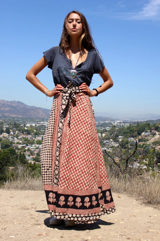 1970s Hand Blocked Indian Maxi Skirt