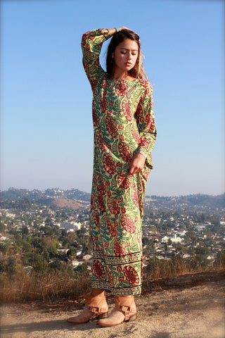 1970s Indian Block Print Tunic Dress